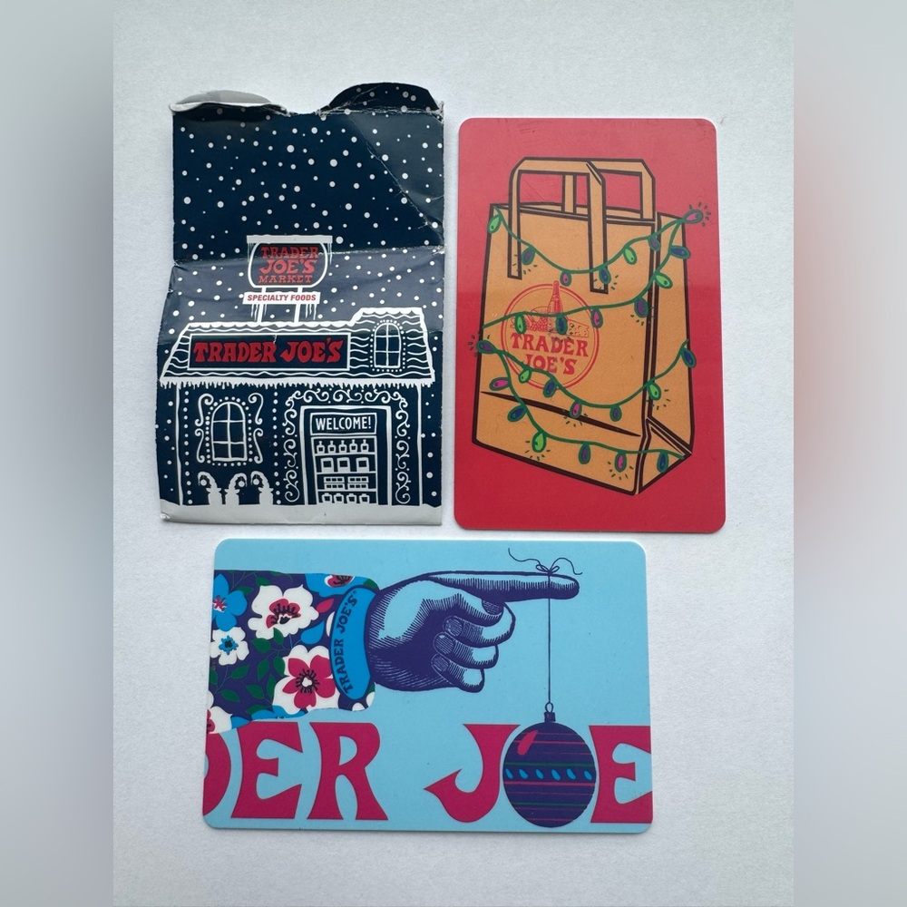Trader Joe’s Empty Gift‎ Card Lot w Sleeve 3 Designs Collectible